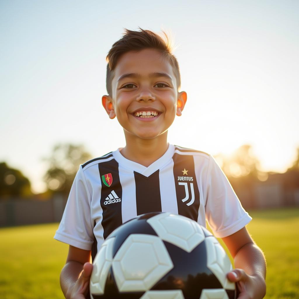 Ronaldo Jr tươi cười rạng rỡ trong màu áo Juventus U9, hướng về tương lai tươi sáng